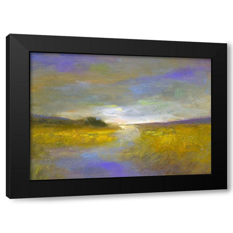 Mustard Fields at Dusk Black Modern Wood Framed Art Print with Double Matting by Finch, Sheila