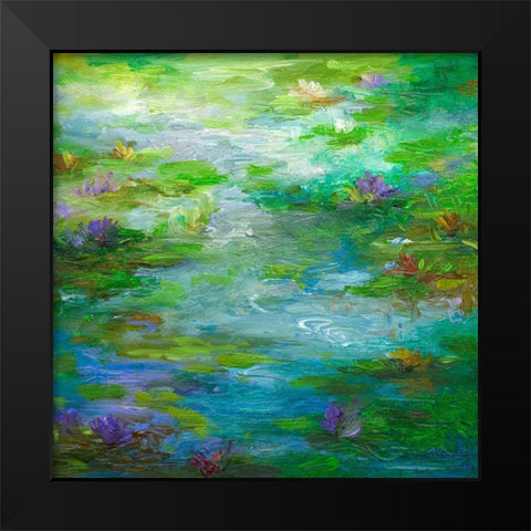 Water Lily Pond #1 Black Modern Wood Framed Art Print by Finch, Sheila