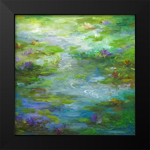 Water Lily Pond #1 Black Modern Wood Framed Art Print by Finch, Shiela
