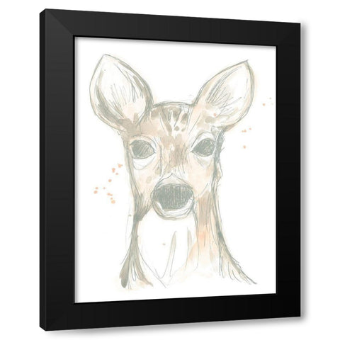 Deer Cameo II Black Modern Wood Framed Art Print by Vess, June Erica