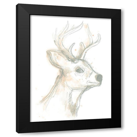 Deer Cameo IV Black Modern Wood Framed Art Print with Double Matting by Vess, June Erica