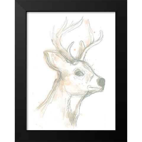 Deer Cameo IV Black Modern Wood Framed Art Print by Vess, June Erica