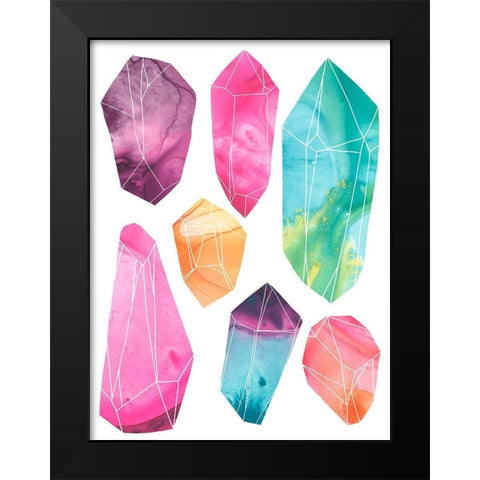 Prism Crystals II Black Modern Wood Framed Art Print by Vess, June Erica