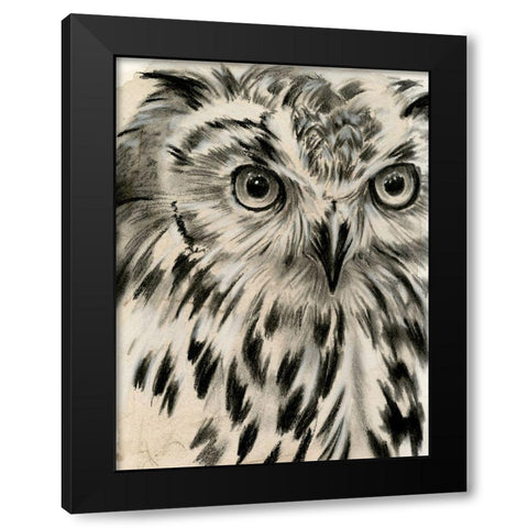 Charcoal Owl I Black Modern Wood Framed Art Print by Parker, Jennifer Paxton