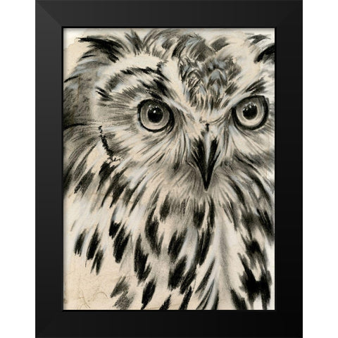 Charcoal Owl I Black Modern Wood Framed Art Print by Parker, Jennifer Paxton