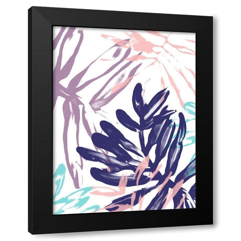 Miami Floral II Black Modern Wood Framed Art Print with Double Matting by Vess, June Erica