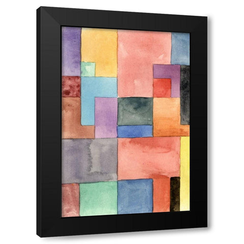 Primary Blocks I Black Modern Wood Framed Art Print with Double Matting by Wang, Melissa
