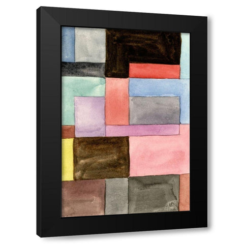 Primary Blocks II Black Modern Wood Framed Art Print with Double Matting by Wang, Melissa