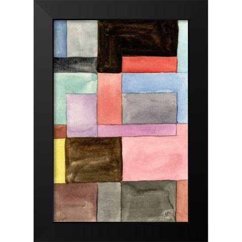 Primary Blocks II Black Modern Wood Framed Art Print by Wang, Melissa