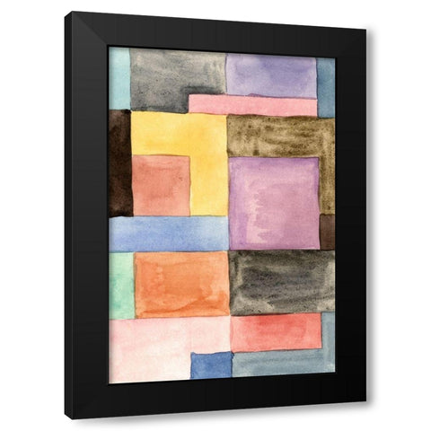 Primary Blocks III Black Modern Wood Framed Art Print with Double Matting by Wang, Melissa