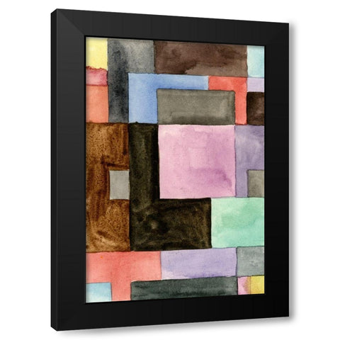 Primary Blocks IV Black Modern Wood Framed Art Print with Double Matting by Wang, Melissa
