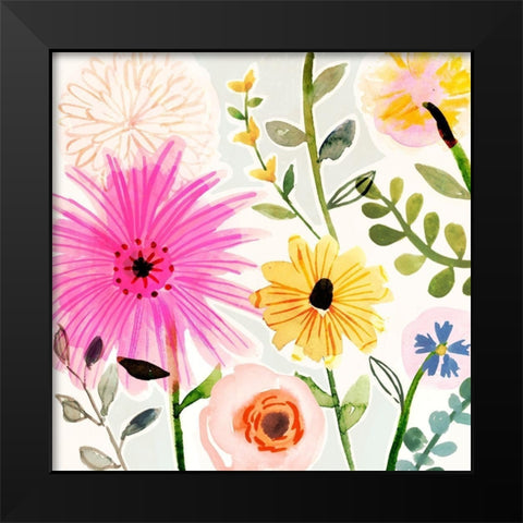 Floral Pop I Black Modern Wood Framed Art Print by Borges, Victoria