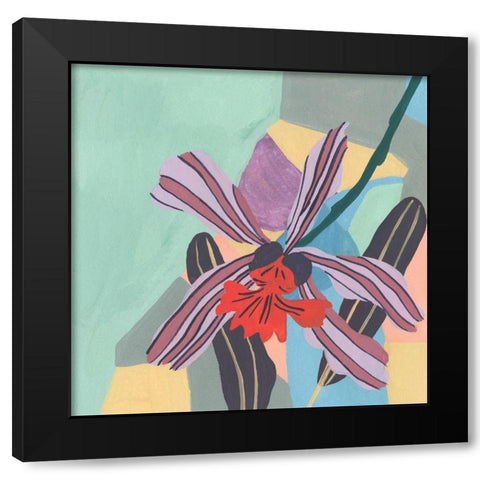 Corner Flower II Black Modern Wood Framed Art Print with Double Matting by Wang, Melissa