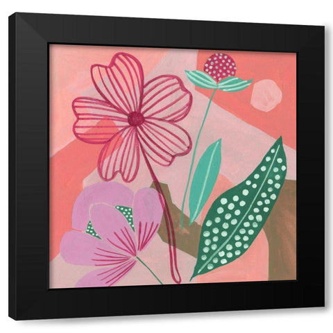 Dancing Bouquet II Black Modern Wood Framed Art Print with Double Matting by Wang, Melissa