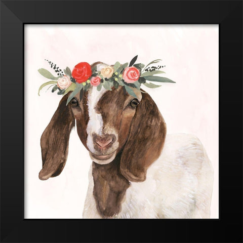 Garden Goat II Black Modern Wood Framed Art Print by Borges, Victoria