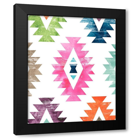 Aztec Brights I Black Modern Wood Framed Art Print with Double Matting by Vess, June Erica