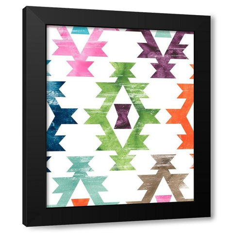 Aztec Brights II Black Modern Wood Framed Art Print by Vess, June Erica