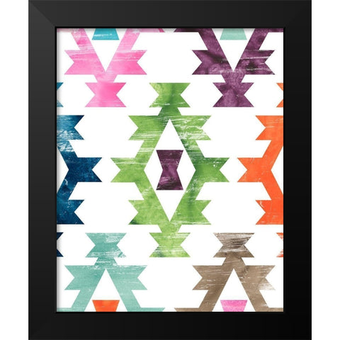 Aztec Brights II Black Modern Wood Framed Art Print by Vess, June Erica