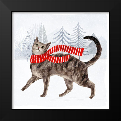 Christmas Cats and Dogs I Black Modern Wood Framed Art Print by Borges, Victoria