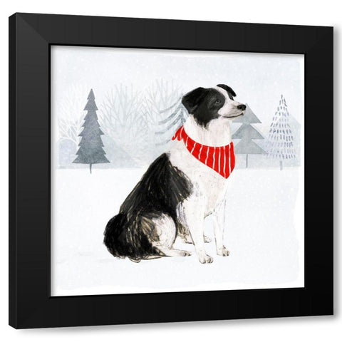 Christmas Cats and Dogs II Black Modern Wood Framed Art Print by Borges, Victoria