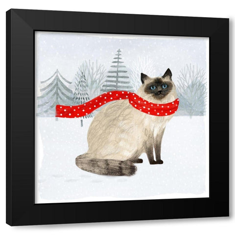 Christmas Cats and Dogs III Black Modern Wood Framed Art Print by Borges, Victoria