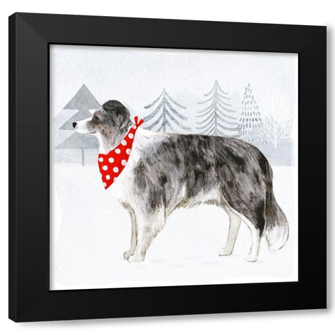 Christmas Cats and Dogs IV Black Modern Wood Framed Art Print by Borges, Victoria