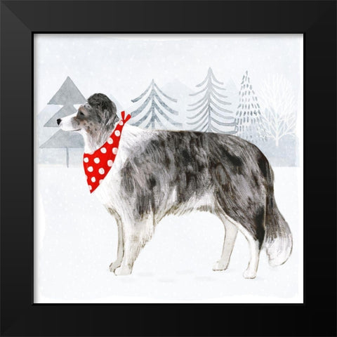 Christmas Cats and Dogs IV Black Modern Wood Framed Art Print by Borges, Victoria