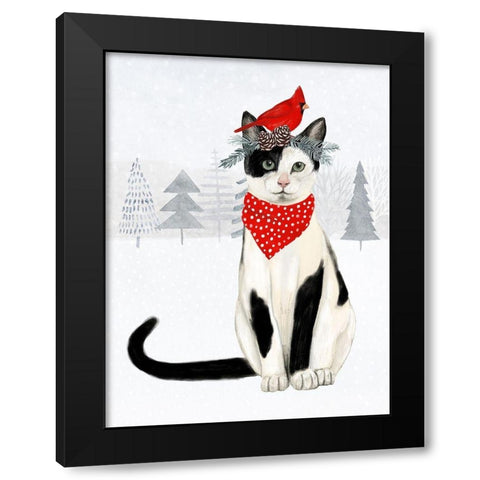 Christmas Cats and Dogs VI Black Modern Wood Framed Art Print by Borges, Victoria
