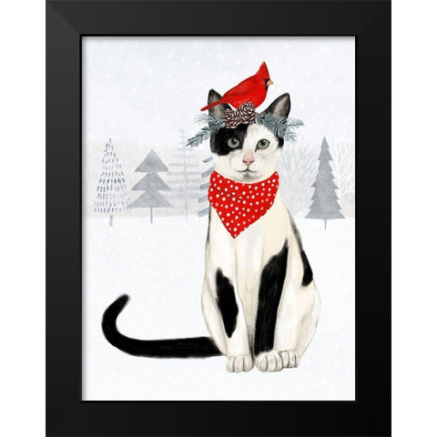 Christmas Cats and Dogs VI Black Modern Wood Framed Art Print by Borges, Victoria