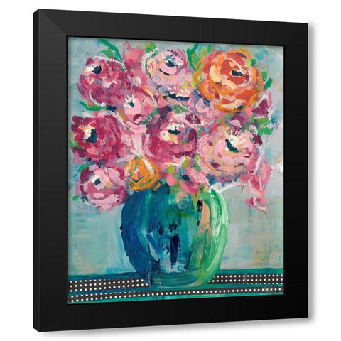 Feisty Floral II Black Modern Wood Framed Art Print with Double Matting by Moore, Regina
