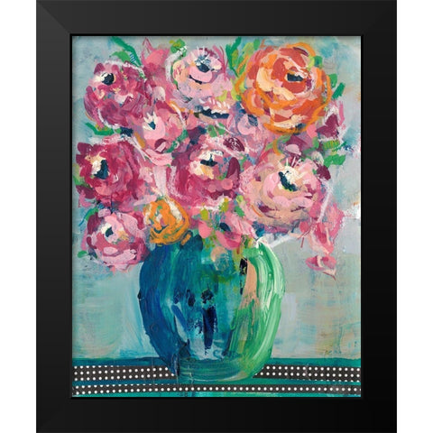 Feisty Floral II Black Modern Wood Framed Art Print by Moore, Regina
