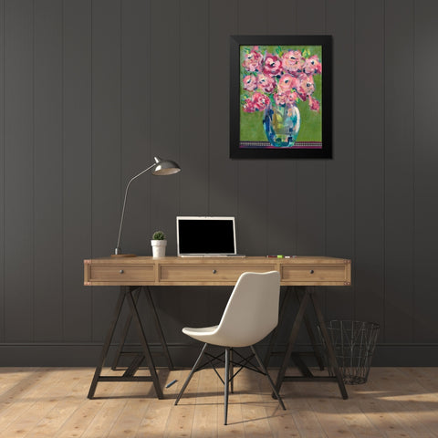 Feisty Floral III Black Modern Wood Framed Art Print by Moore, Regina