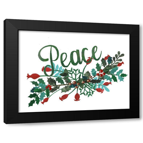 Cut Wreath Christmas II Black Modern Wood Framed Art Print by Moore, Regina