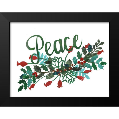 Cut Wreath Christmas II Black Modern Wood Framed Art Print by Moore, Regina