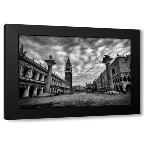 BandW San Marco Black Modern Wood Framed Art Print with Double Matting by Head, Danny