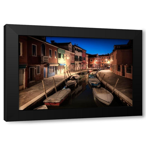 Burano Street Lights II Black Modern Wood Framed Art Print by Head, Danny
