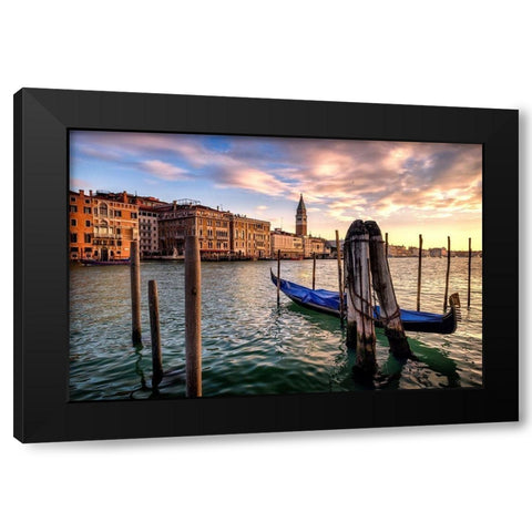 Venice Morning Black Modern Wood Framed Art Print by Head, Danny