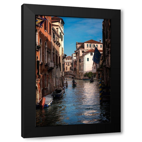 Passing Gondolas Black Modern Wood Framed Art Print by Head, Danny