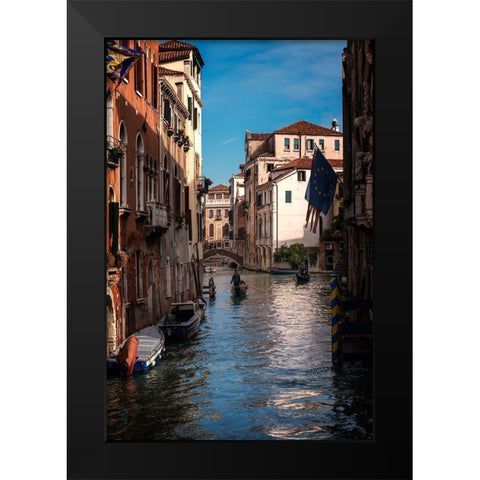 Passing Gondolas Black Modern Wood Framed Art Print by Head, Danny