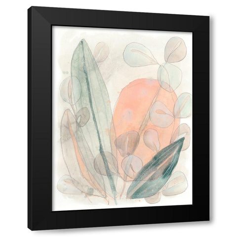 Leaf Scatter I Black Modern Wood Framed Art Print with Double Matting by Vess, June Erica
