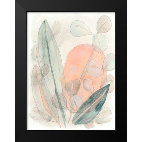 Leaf Scatter I Black Modern Wood Framed Art Print by Vess, June Erica