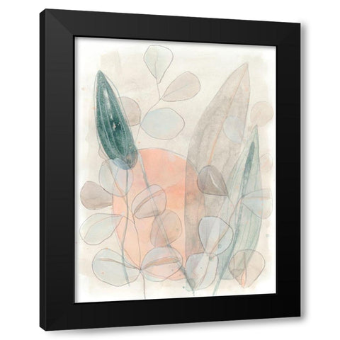 Leaf Scatter II Black Modern Wood Framed Art Print with Double Matting by Vess, June Erica