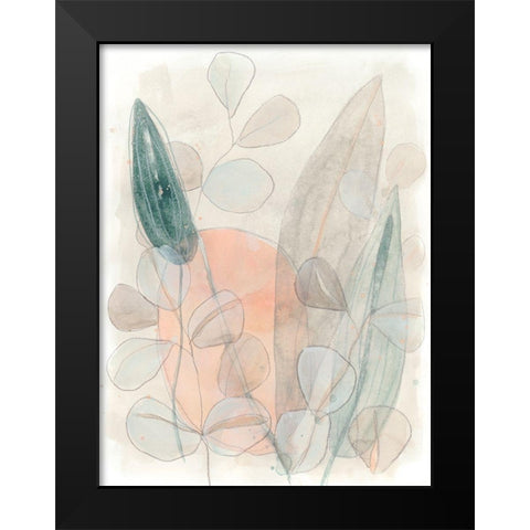 Leaf Scatter II Black Modern Wood Framed Art Print by Vess, June Erica
