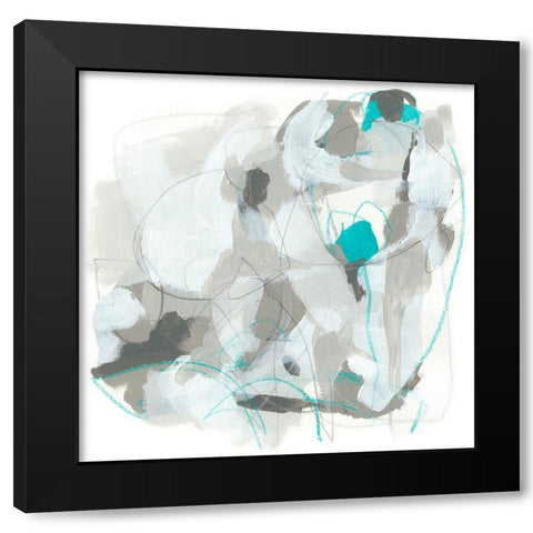 Blue Scramble I Black Modern Wood Framed Art Print by Vess, June Erica