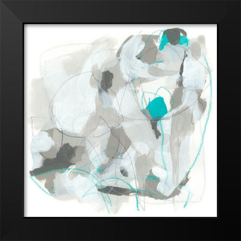 Blue Scramble I Black Modern Wood Framed Art Print by Vess, June Erica