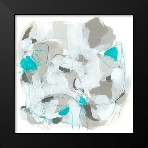 Blue Scramble II Black Modern Wood Framed Art Print by Vess, June Erica