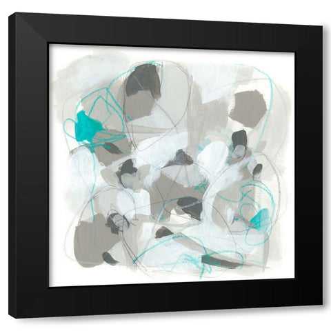 Blue Scramble III Black Modern Wood Framed Art Print with Double Matting by Vess, June Erica