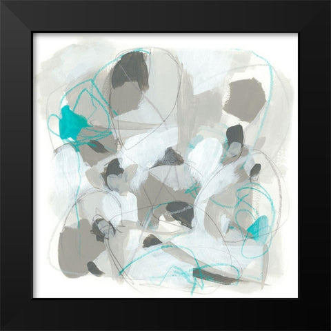 Blue Scramble III Black Modern Wood Framed Art Print by Vess, June Erica