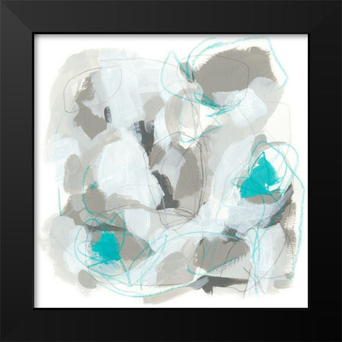 Blue Scramble IV Black Modern Wood Framed Art Print by Vess, June Erica