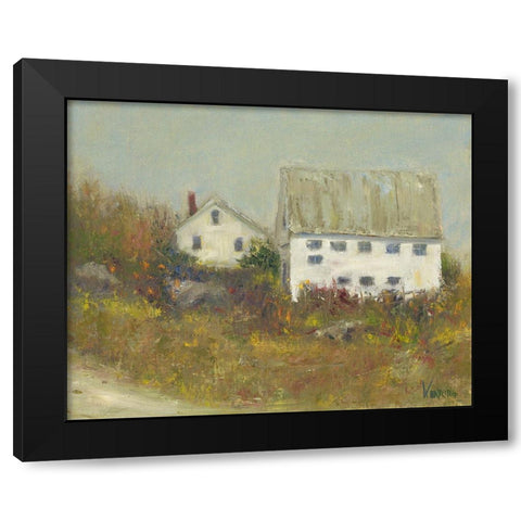 White Barn II Black Modern Wood Framed Art Print with Double Matting by Wendling, Marilyn